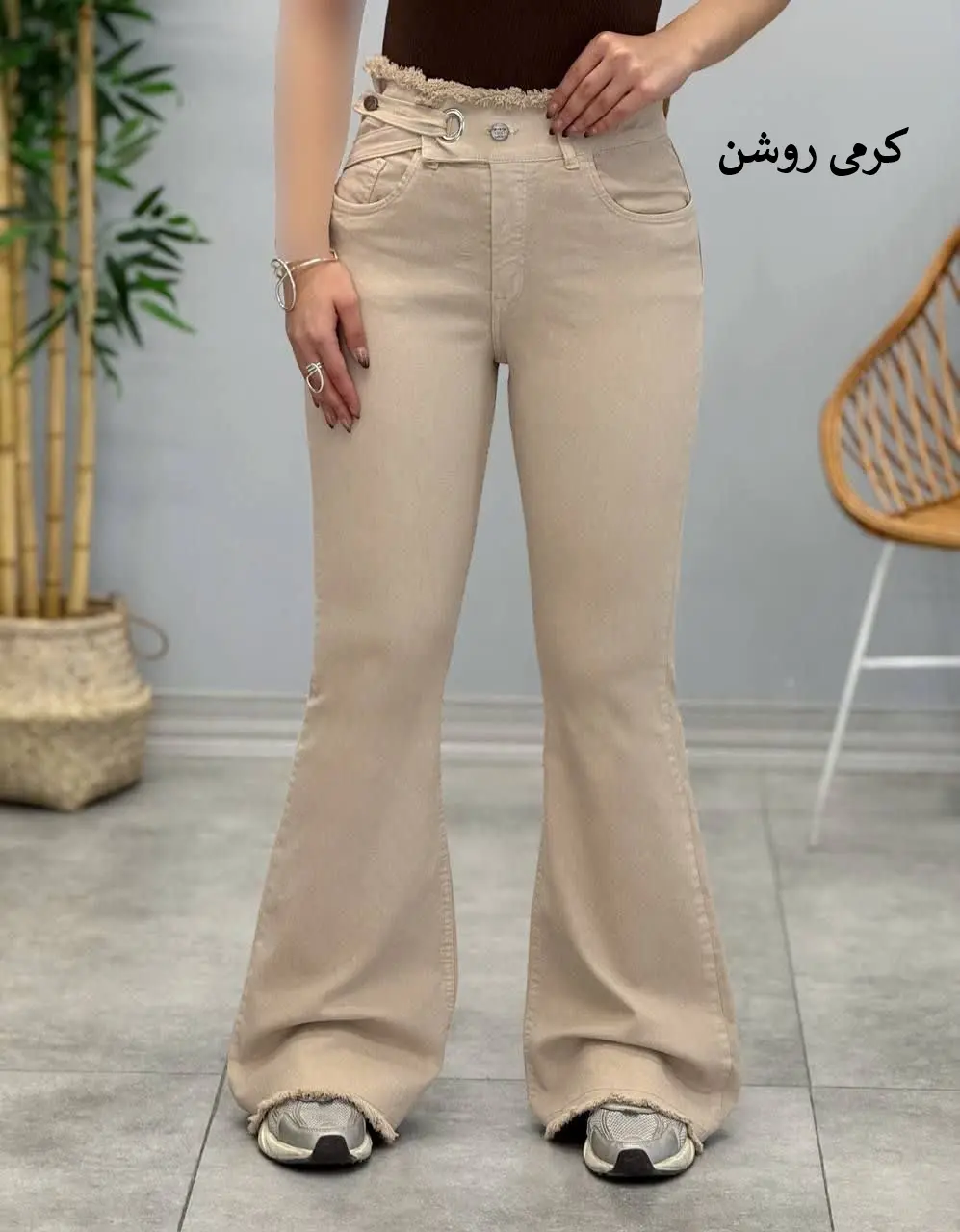 3472-شلوار بوت کات کمربندی